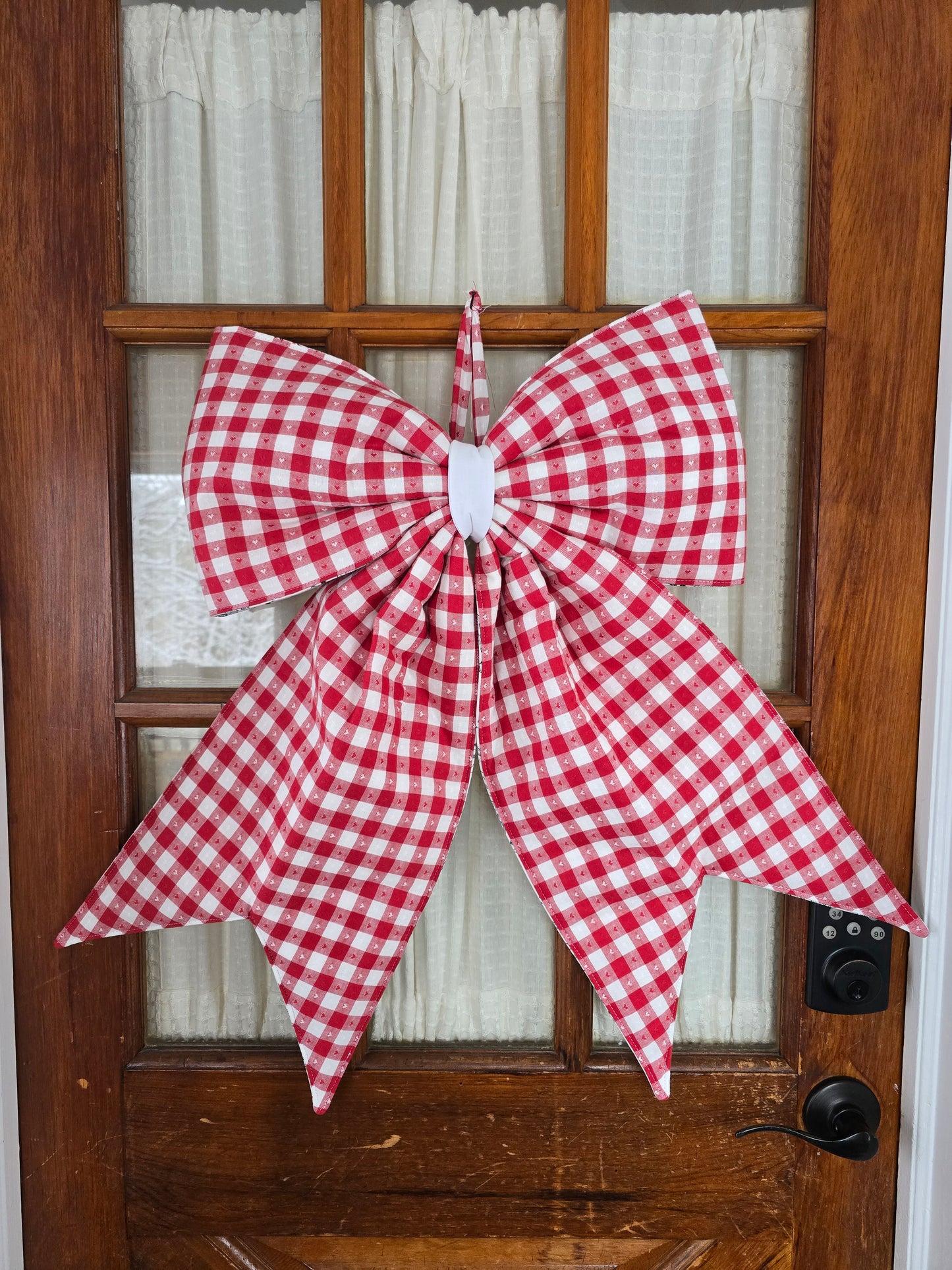 Red and White Checkered Giant Quilted Bow