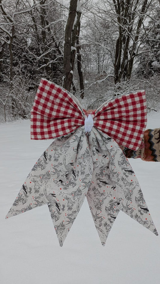 Red and White Checkered Giant Quilted Bow