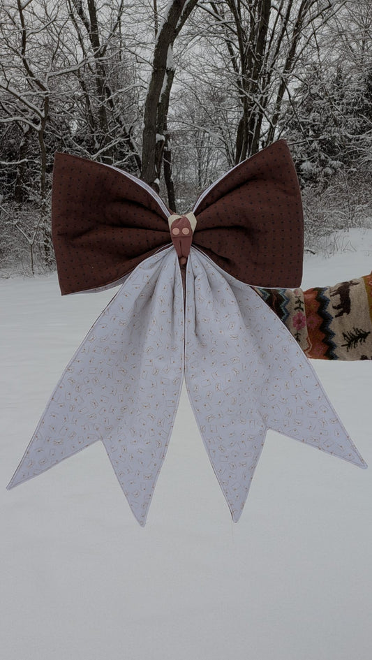 Mauve Heart Giant Quilted Bow