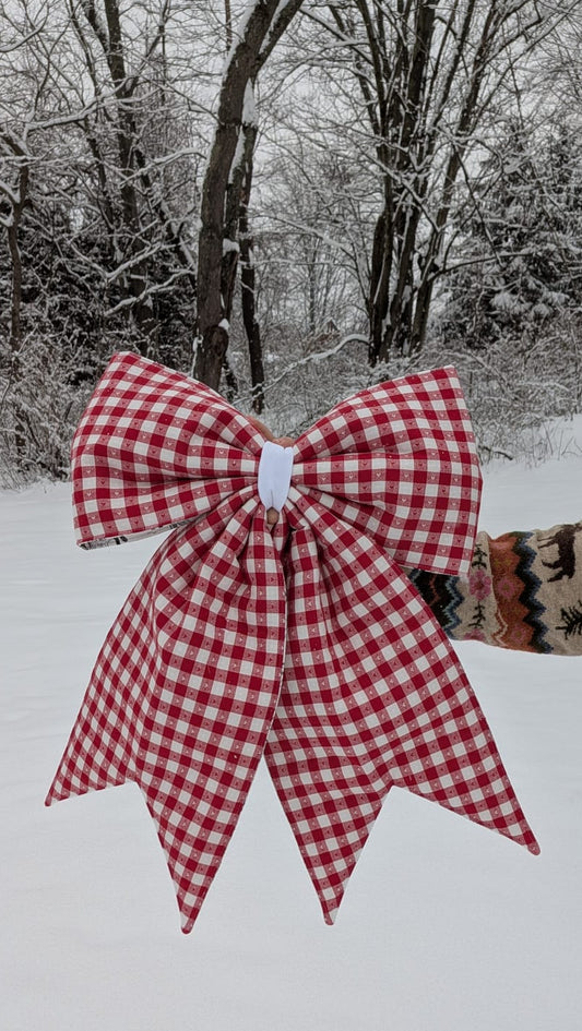Red and White Checkered Giant Quilted Bow