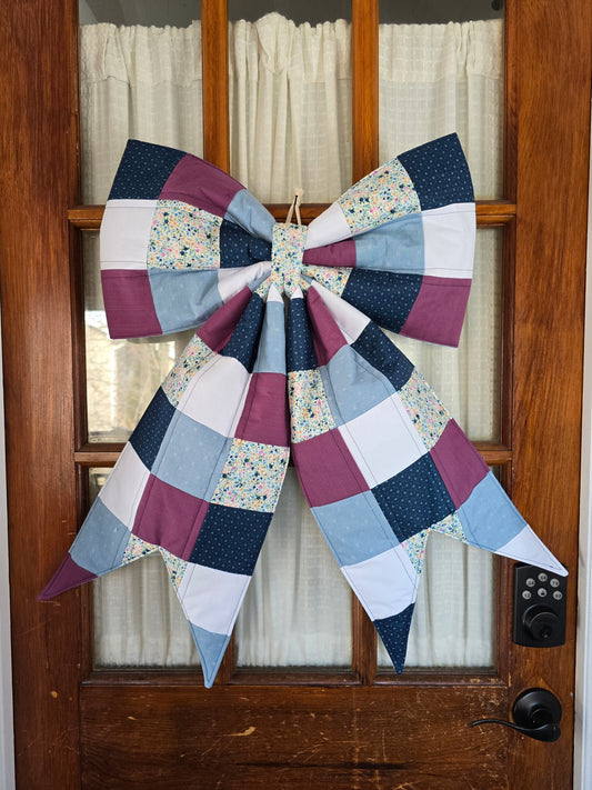 Blue Floral Giant Quilted Bow