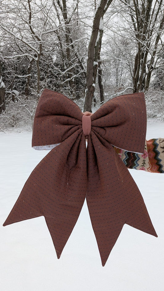 Mauve Heart Giant Quilted Bow
