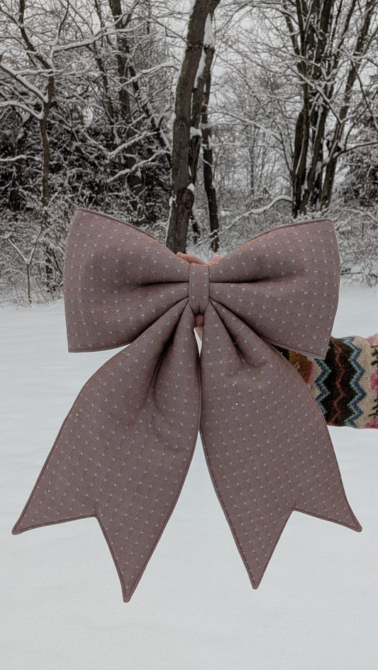 Lilac Heart Medium Quilted Bow