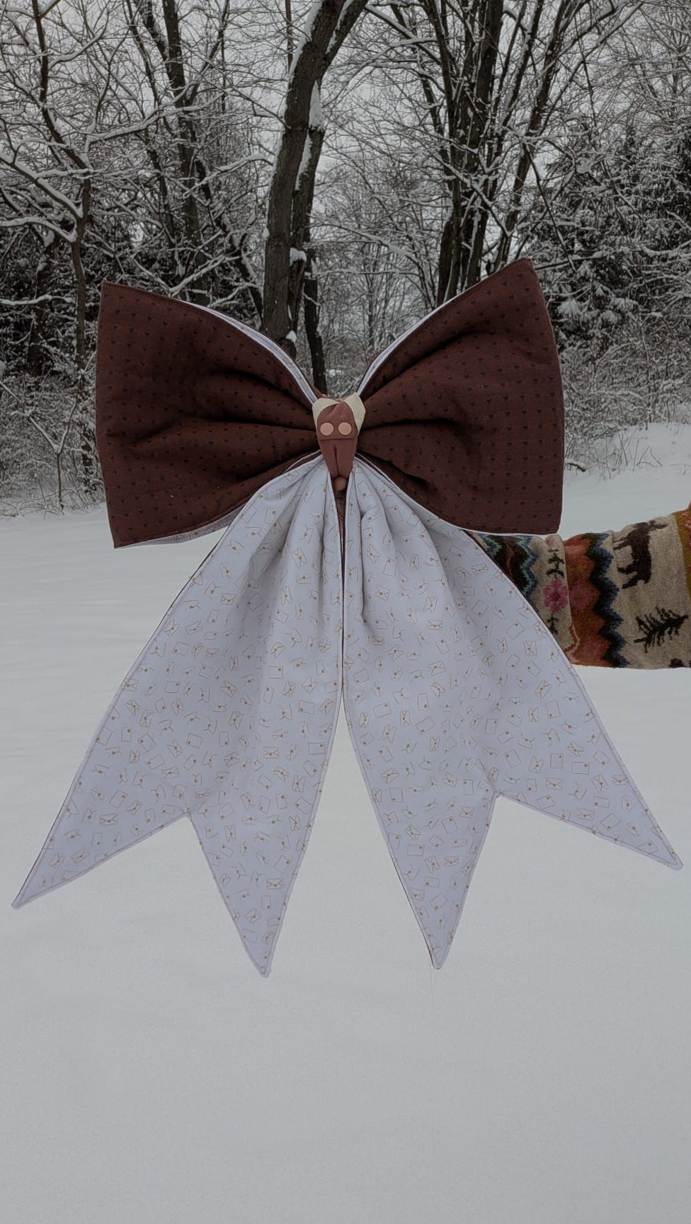 Mauve Heart Giant Quilted Bow