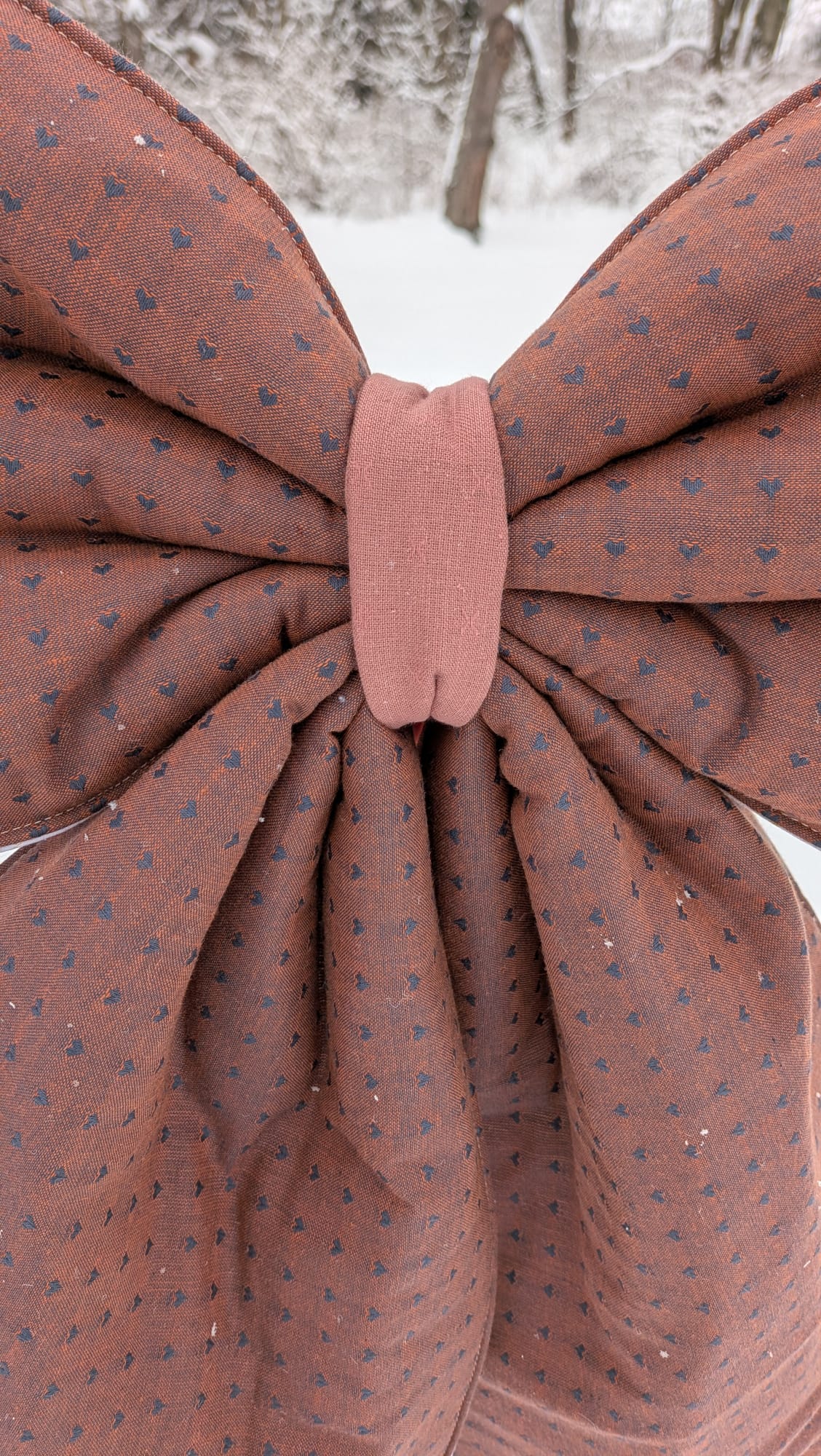 Mauve Heart Giant Quilted Bow