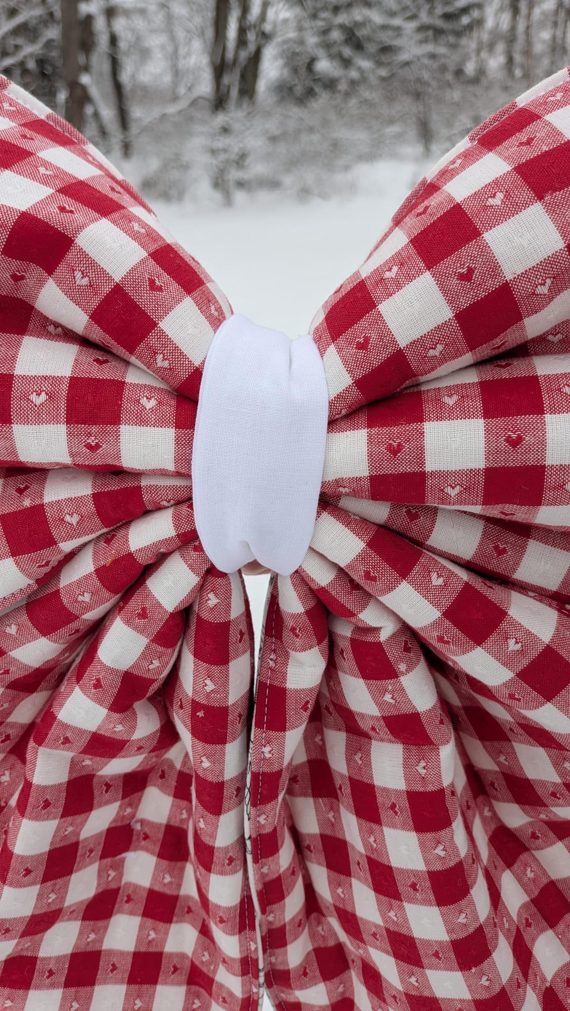 Red and White Checkered Giant Quilted Bow