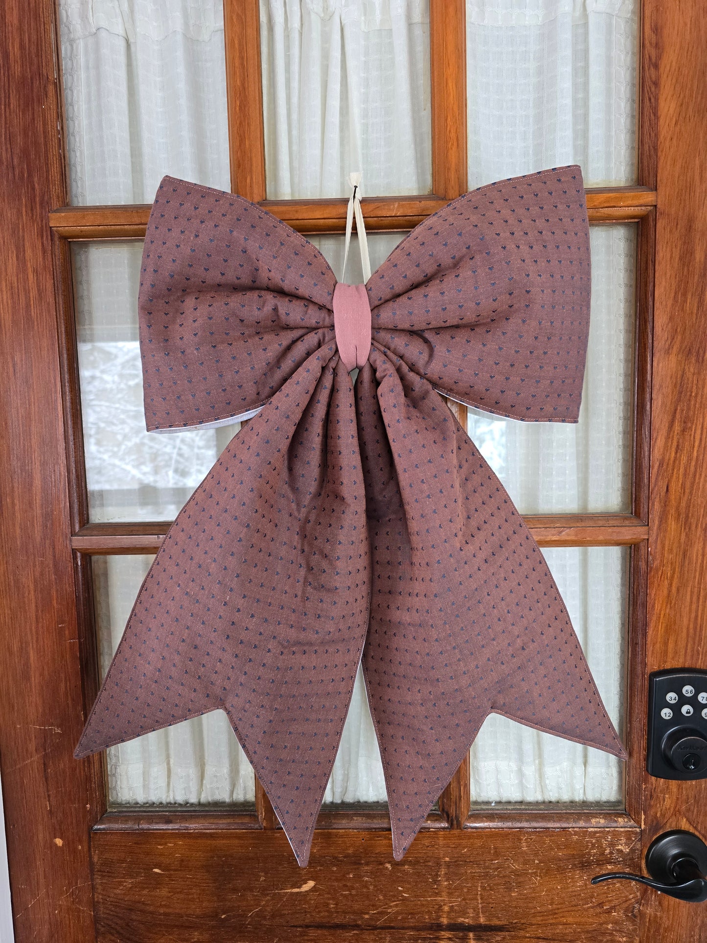 Mauve Heart Giant Quilted Bow